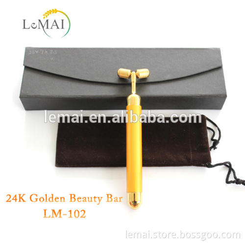 Facial massager magic stick Portable 24K Gold Beauty Bar ,Personal Care golden T bar beauty equipment